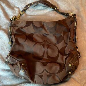 Vintage canvas and leather Coach bag.